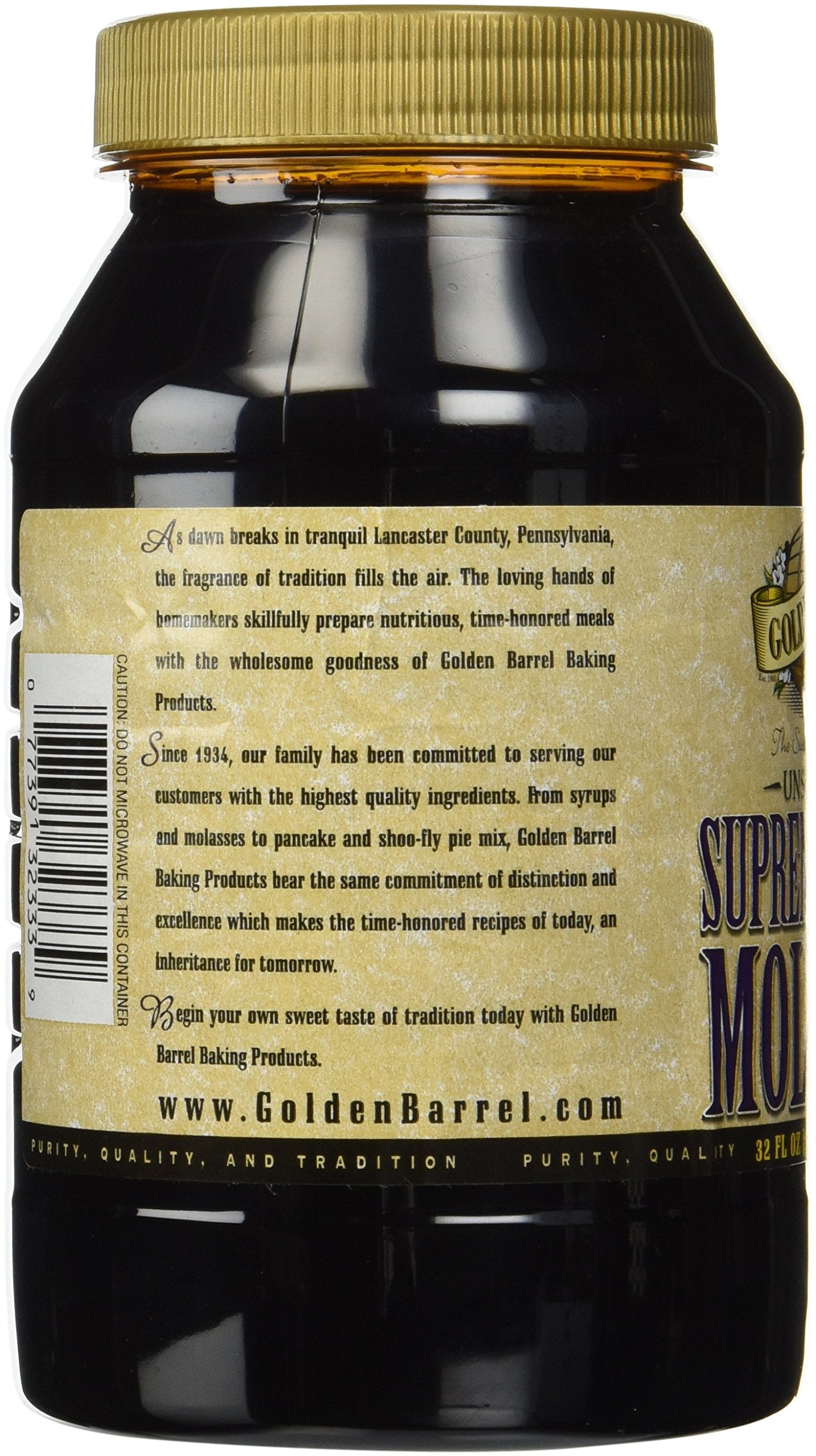 Golden Barrel Unsulphured Supreme Baking Molasses enhances baked goods with moisture.
