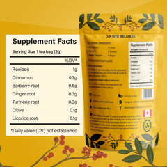 Golden Berberine Tea being steeped in a cup demonstrates a caffeine-free, antioxidant-forward ritual.