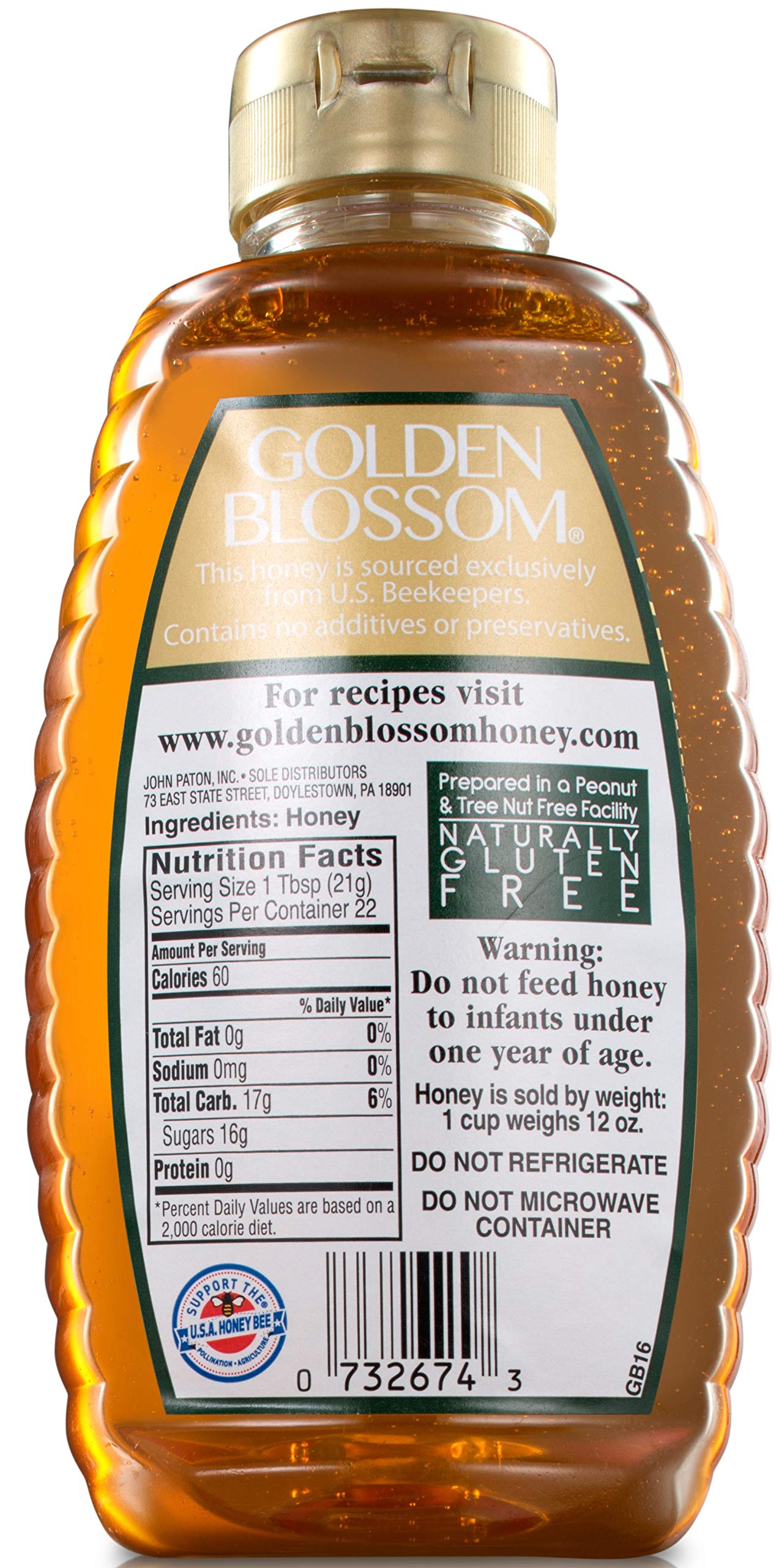 Golden Blossom label detail highlights natural purity and authentic flavor.