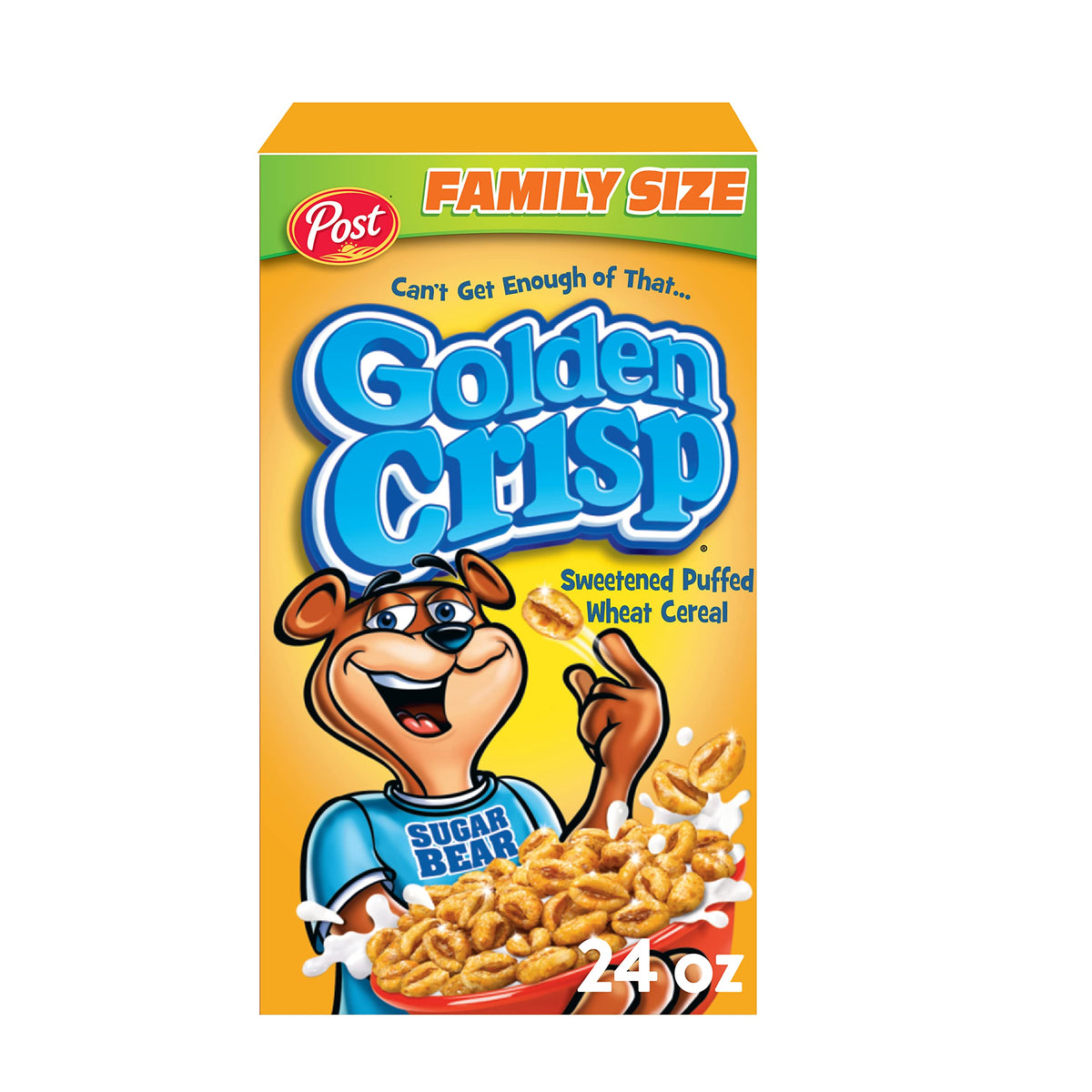 Golden Crisp bowl with cereal pieces ready for a quick, crunchy breakfast.