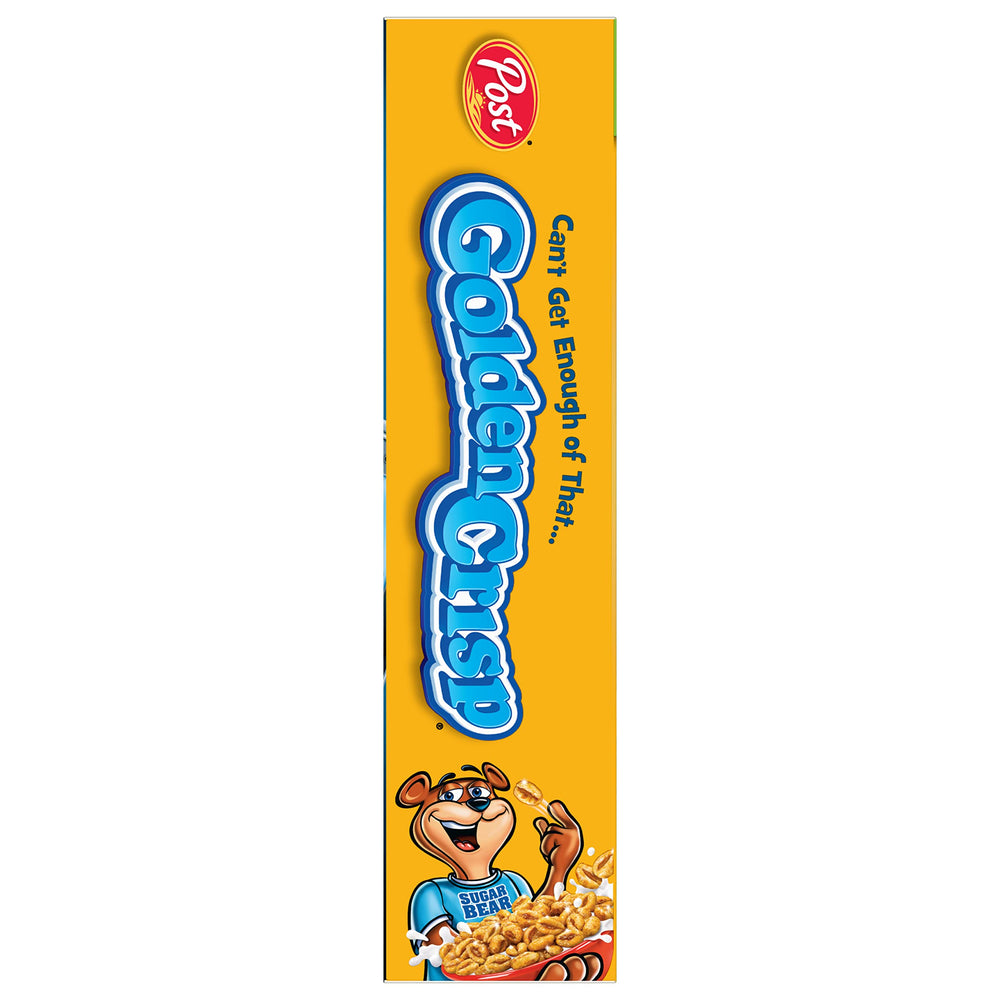Pouring milk beside Golden Crisp for a creamy breakfast.
