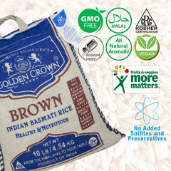 Golden Crown Indian Brown Basmati Rice pilaf ready grains for flavorful sides.
