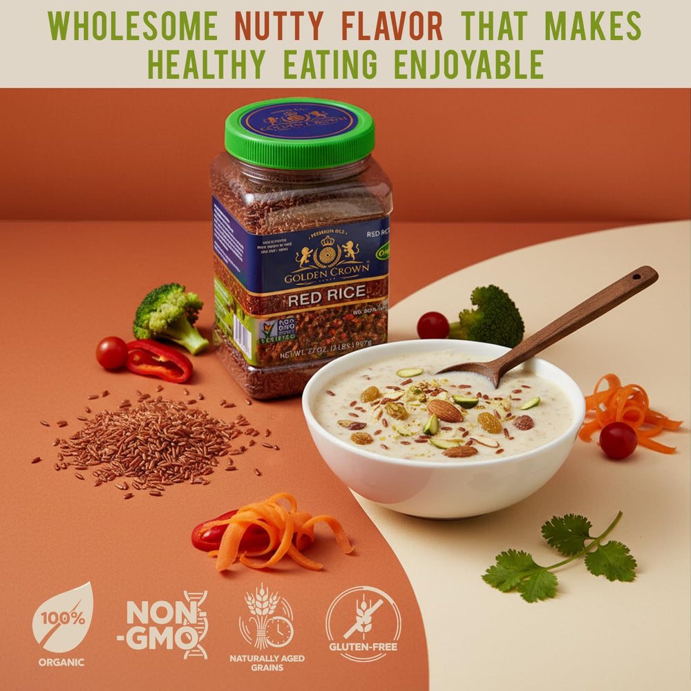 Golden Crown Red Rice Organic: ready-to-serve dish as a hearty base.