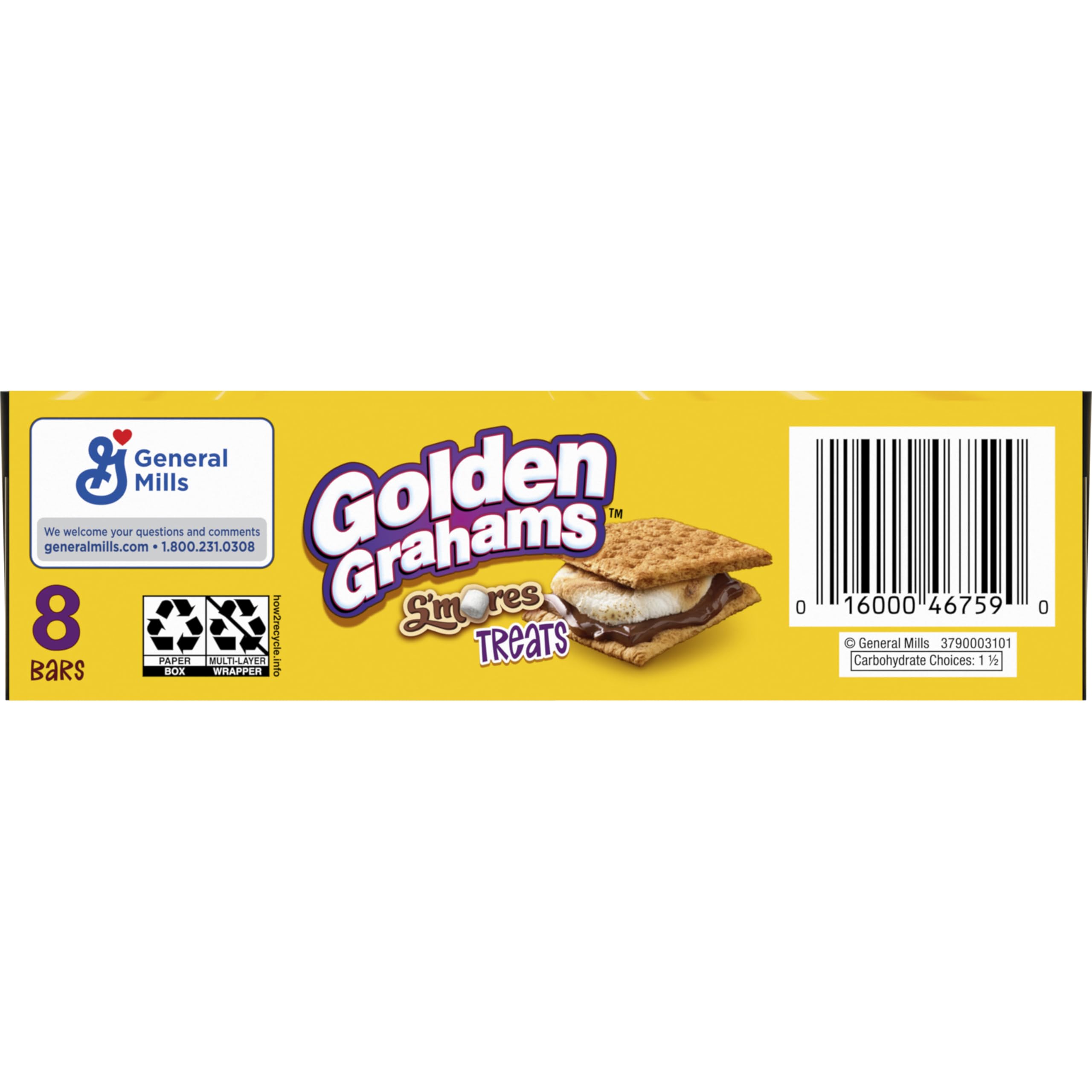 Crunchy cereal pieces and marshmallows visible in Golden Grahams bar.