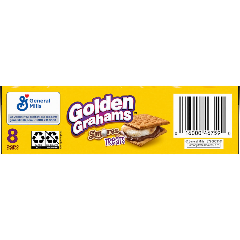 Crunchy cereal pieces and marshmallows visible in Golden Grahams bar.