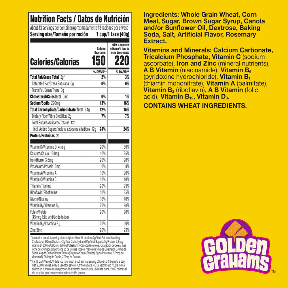 Golden Grahams family-size box on display, convenient pantry staple
