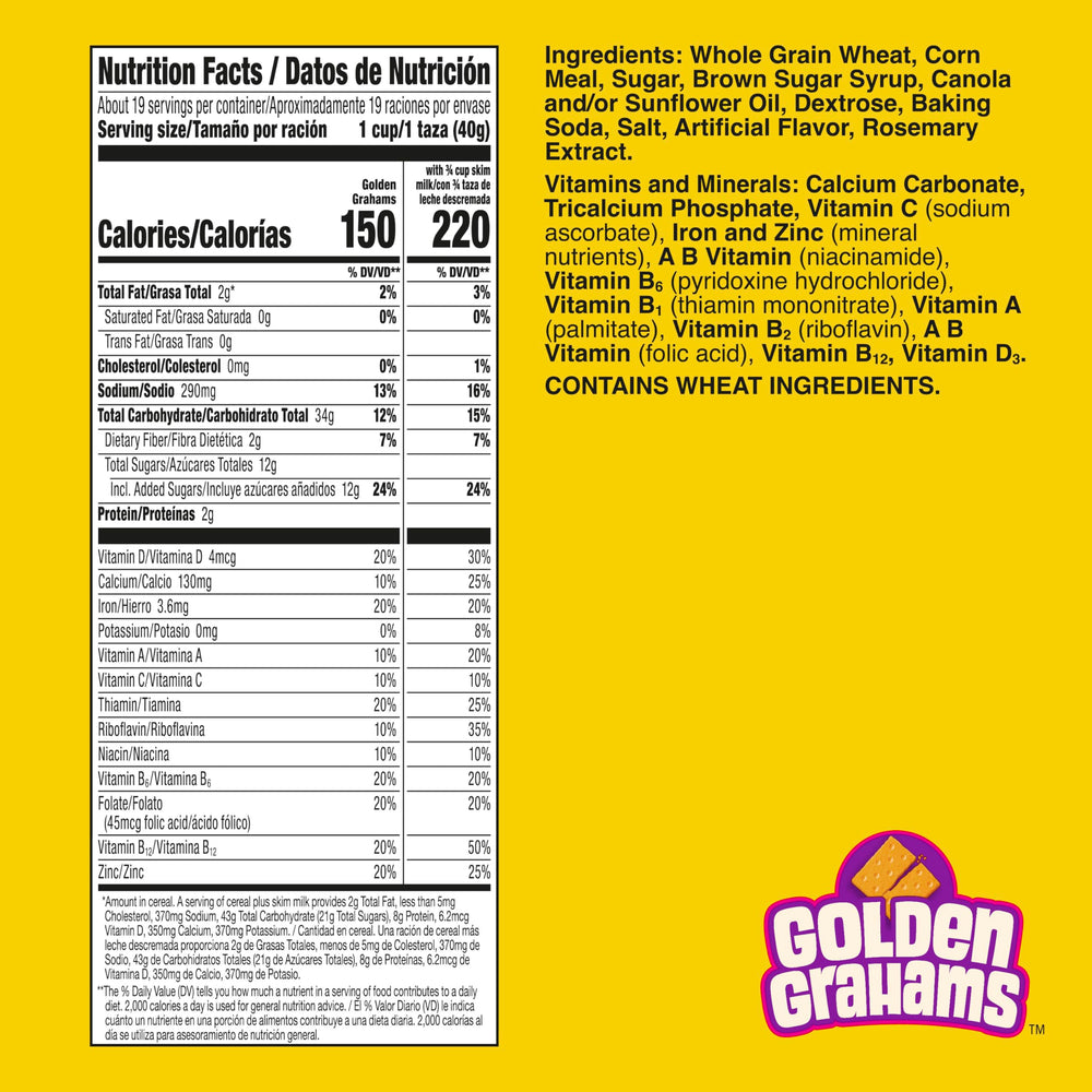 Golden Grahams cereal captures graham cracker taste in a milk-soaked bite.