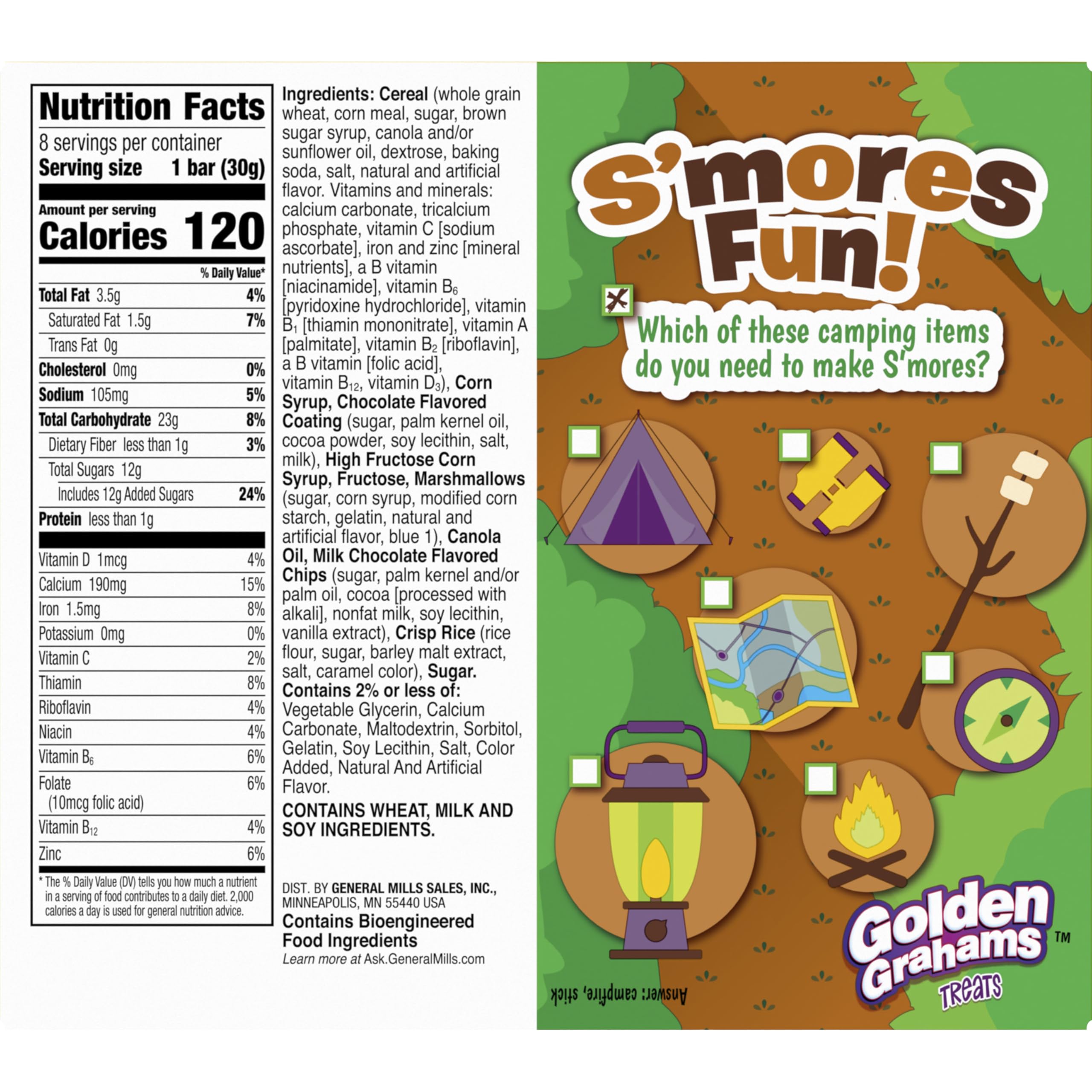 Individual wrapped Golden Grahams Treat Bar ready for a lunch bag.