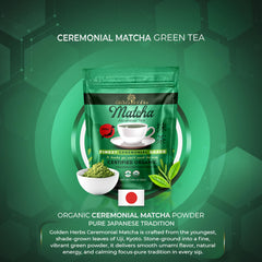 Creamy foamy latte made with Golden Herbs Matcha