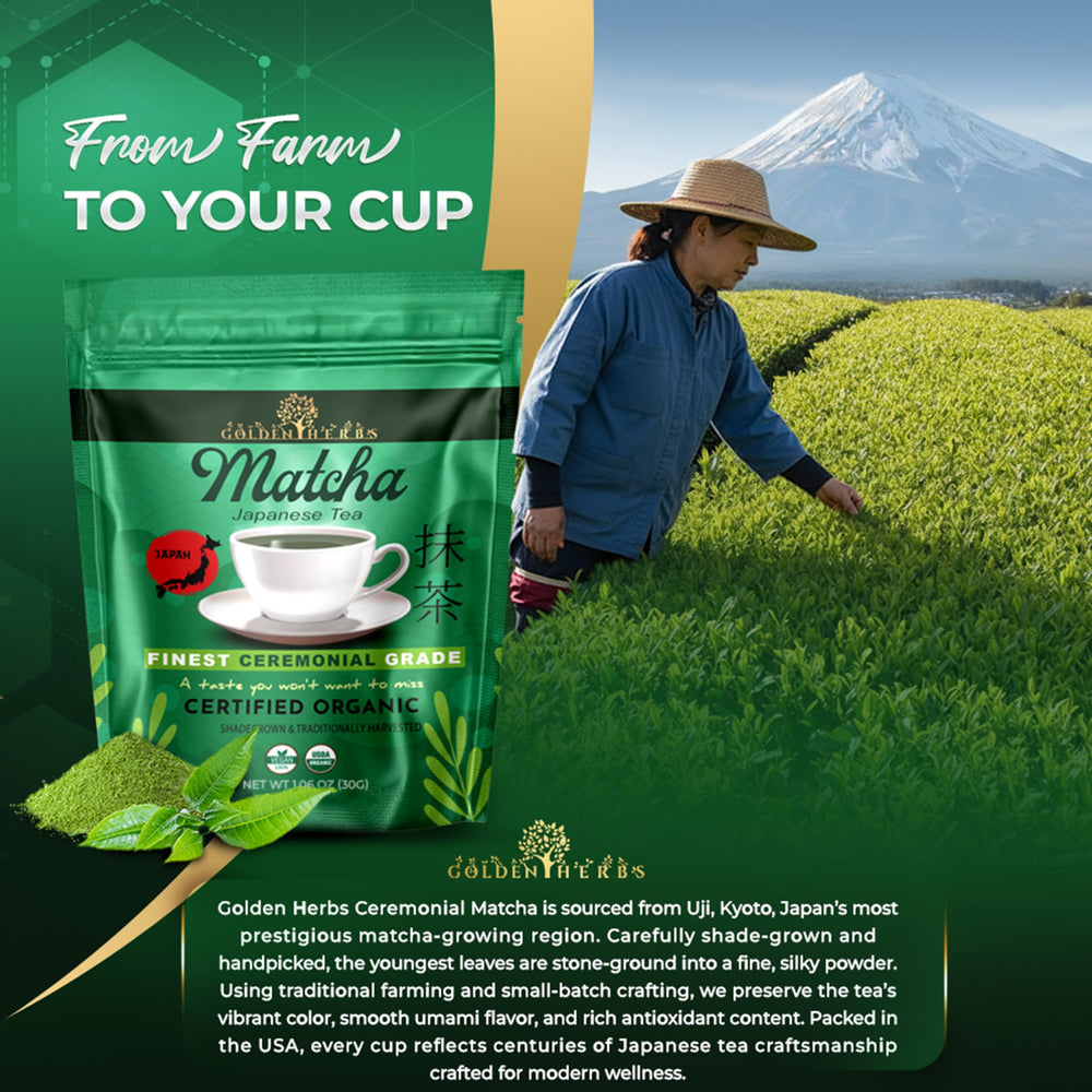 Scoop with Golden Herbs Matcha for precise portions