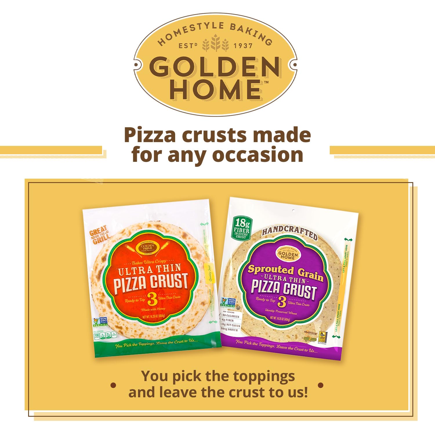 Golden Home baked crusts sliced and ready to serve