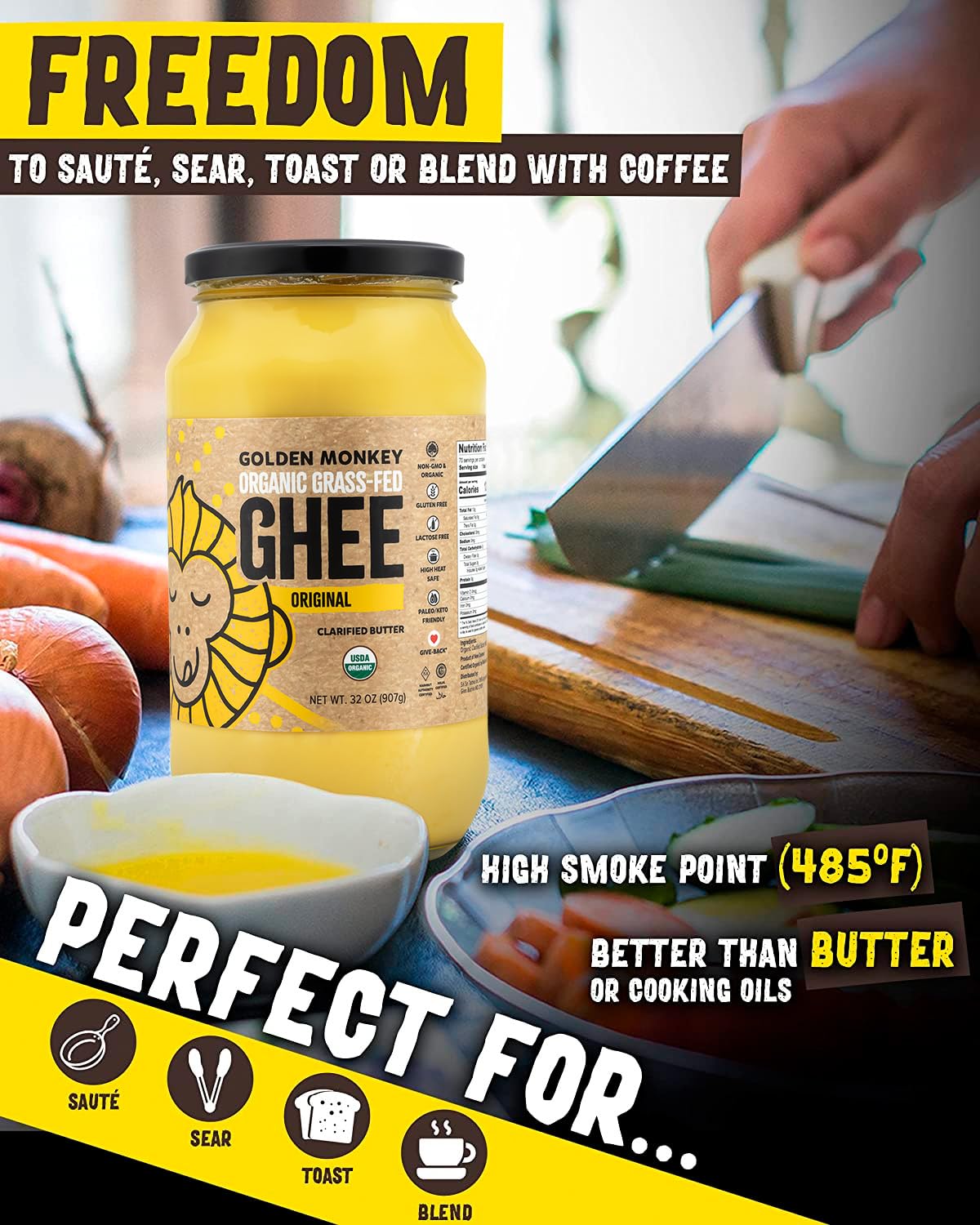 GOLDEN MONKEY ghee enhances baking with rich, silky texture.
