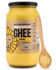 GOLDEN MONKEY organic ghee butter jar for versatile cooking and spreading.