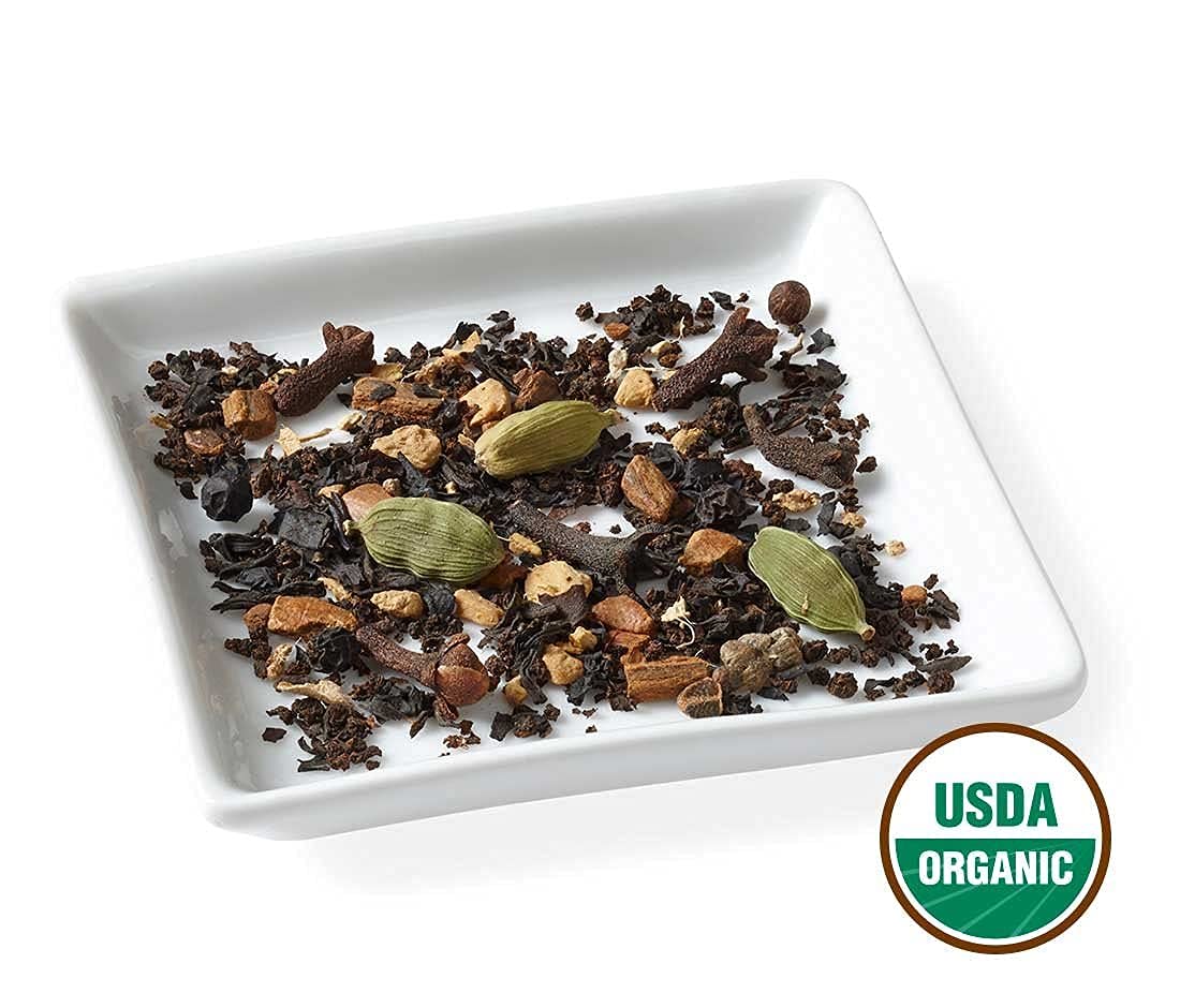 Golden Moon Tea bagless brew process shown for pure, plastic-free steeping
