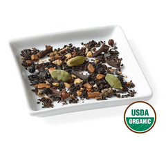 Golden Moon Tea bagless brew process shown for pure, plastic-free steeping