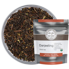 Golden Moon Tea Darjeeling Autumnal leaves close-up showing refined leaf texture and aroma