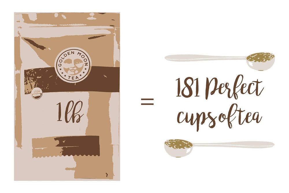 Golden Moon Tea packaging and organic label communicates quality and transparency