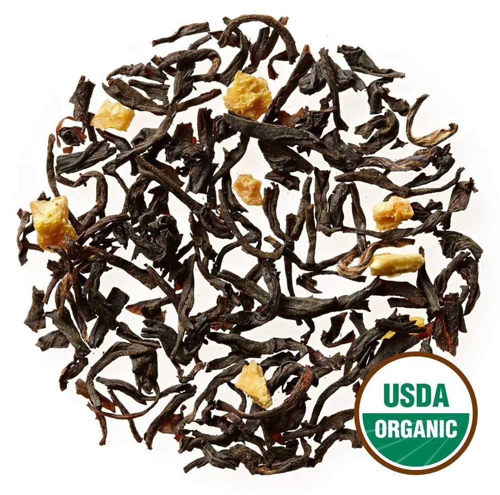 Golden Moon Tea Tippy Earl Gray bergamot oil detail evokes fresh fragrance