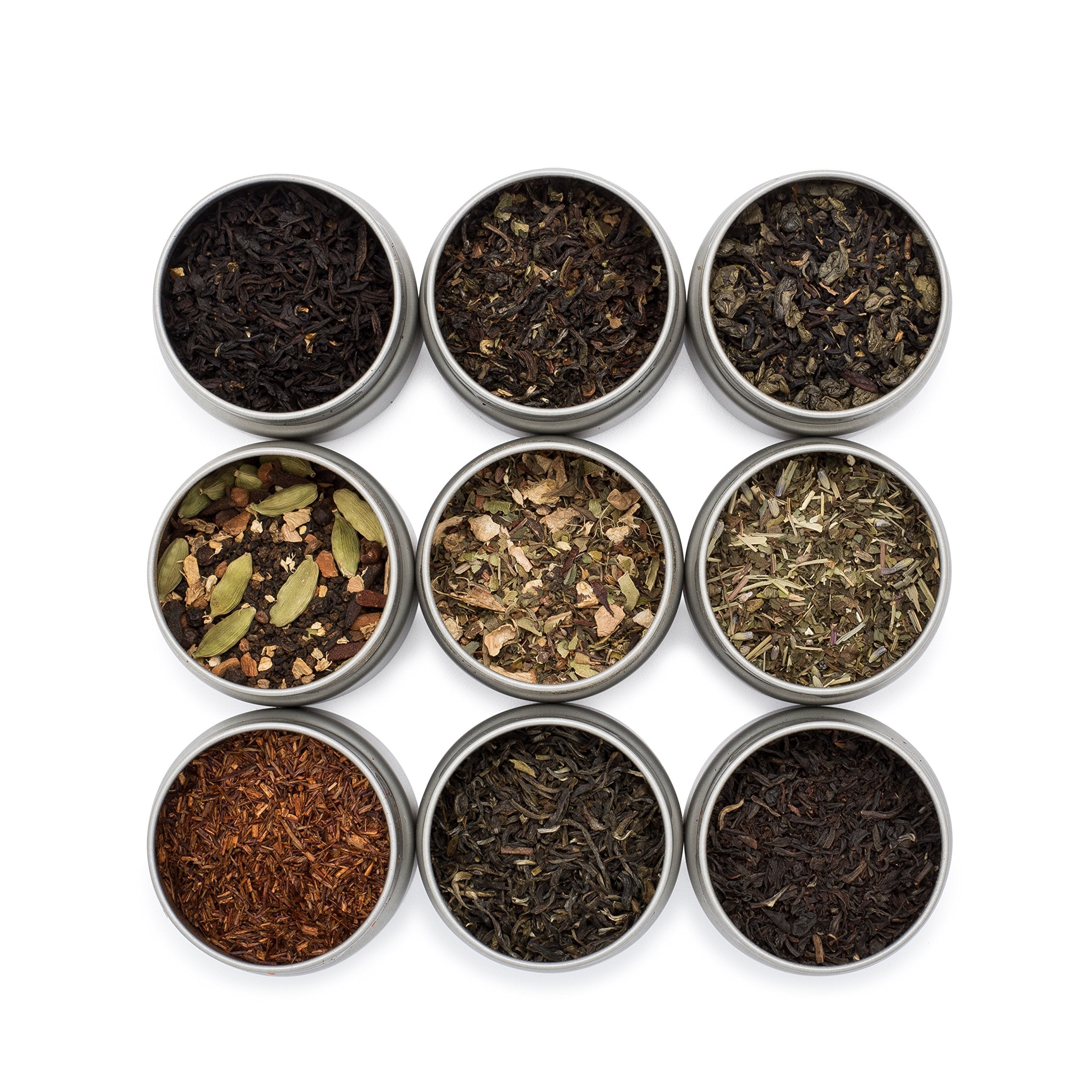 Golden Moon Tea variety pack tins shown for gifting and tasting experiences