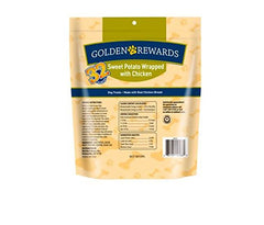 Golden Rewards sweet potato wrapped with chicken bag back view highlights real ingredients for balanced meals.