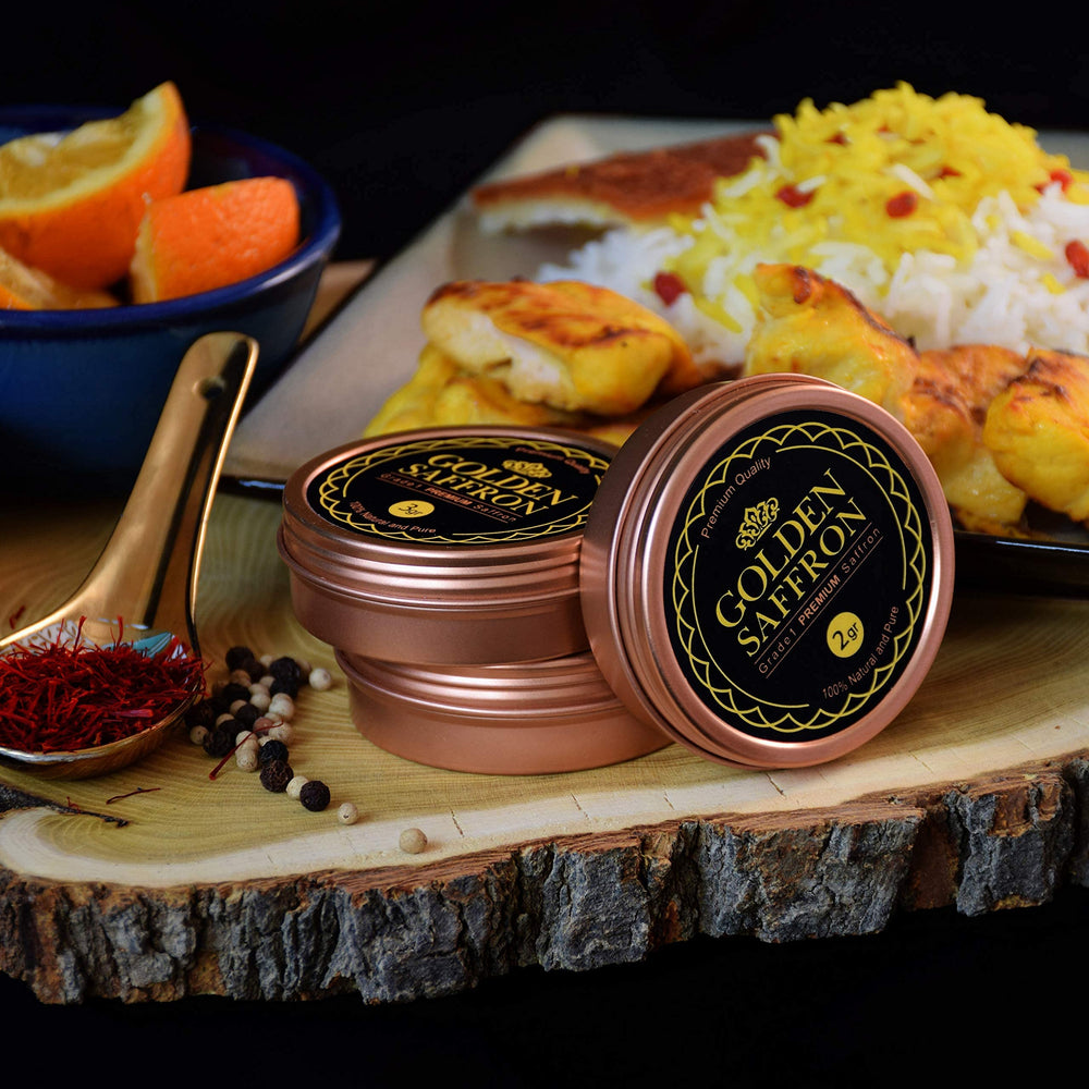 Golden Saffron lab-tested certification mark signifying quality.