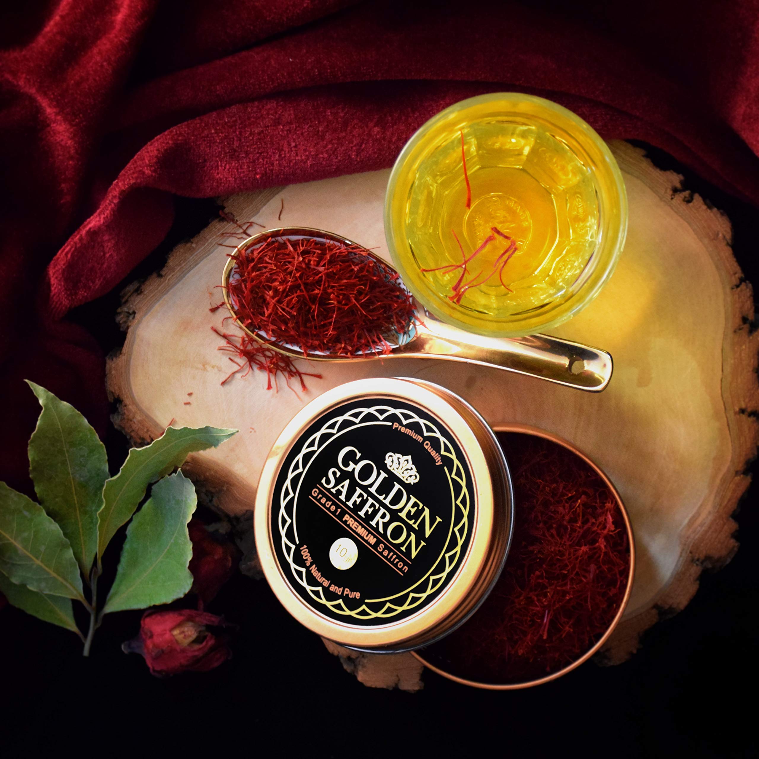 Golden Saffron lab-tested USA certification label on packaging