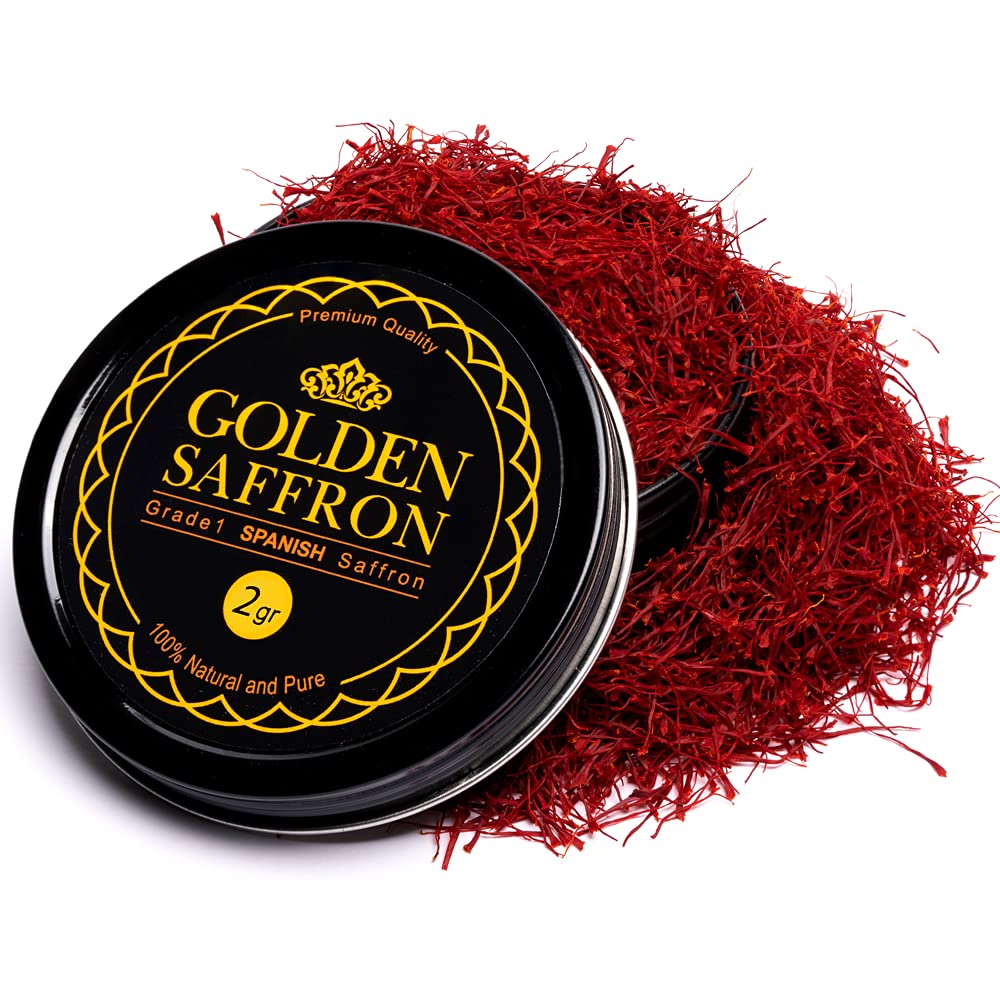 Golden Saffron pure red Spanish saffron threads closeup with vibrant color.