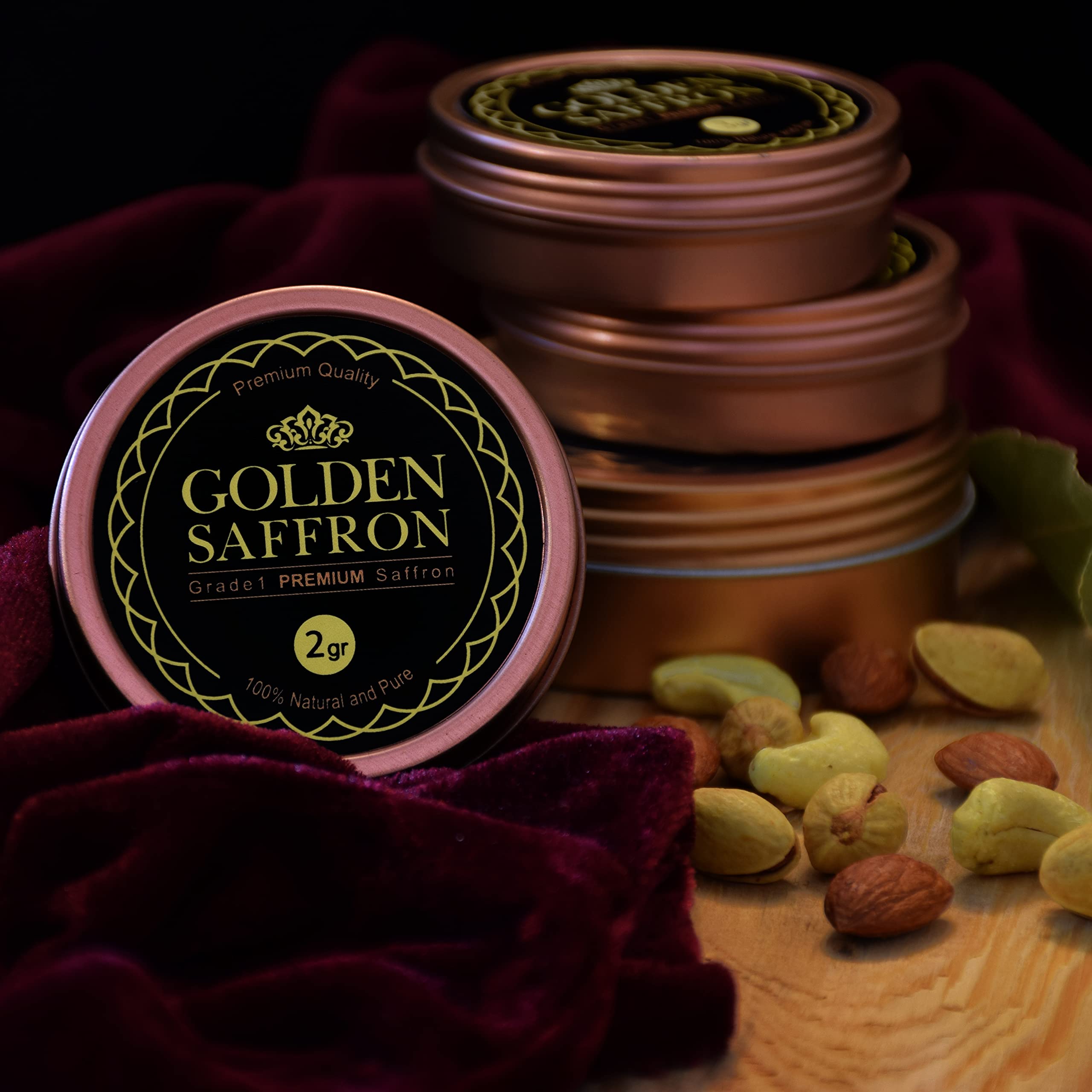 Golden Saffron risotto and desserts enhanced with color.