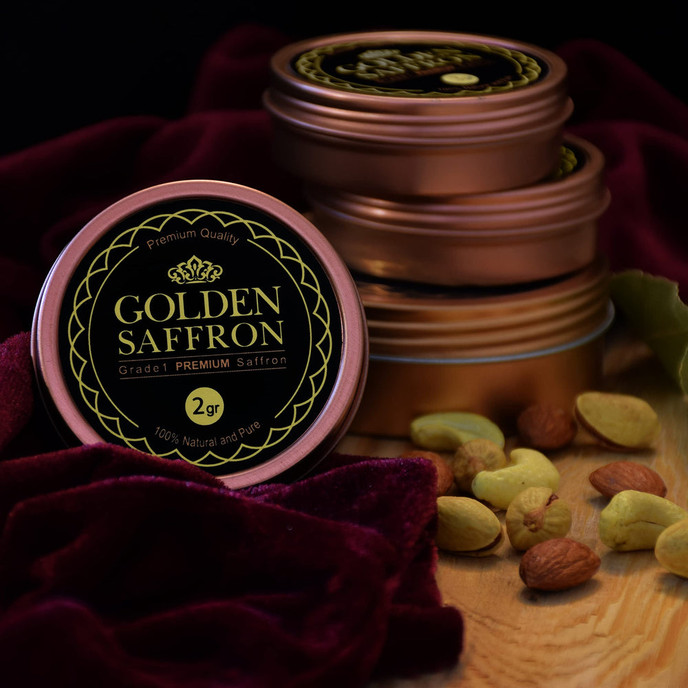 Golden Saffron risotto and desserts enhanced with color.