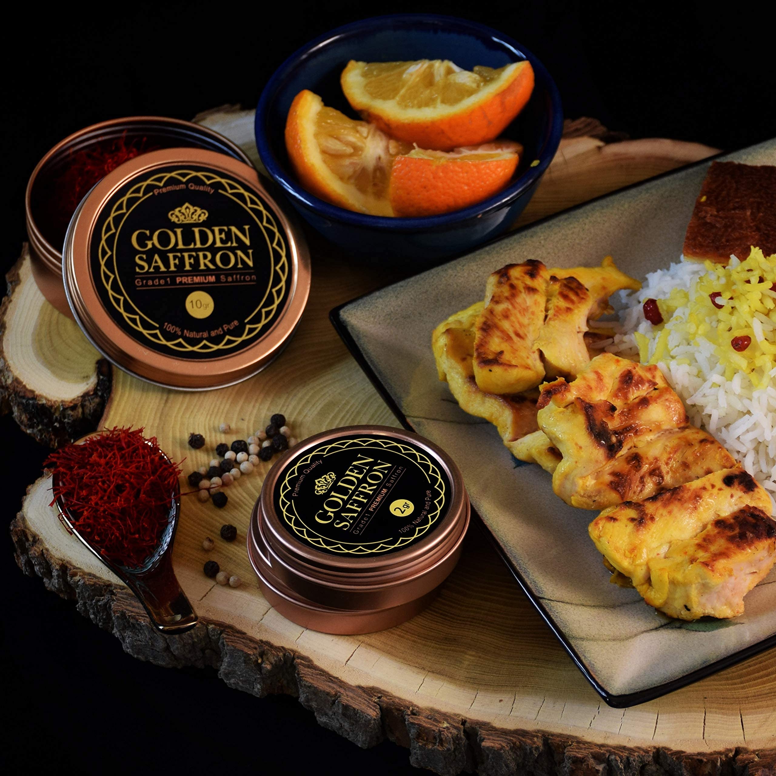Golden Saffron tea infusion releasing aromatic notes.