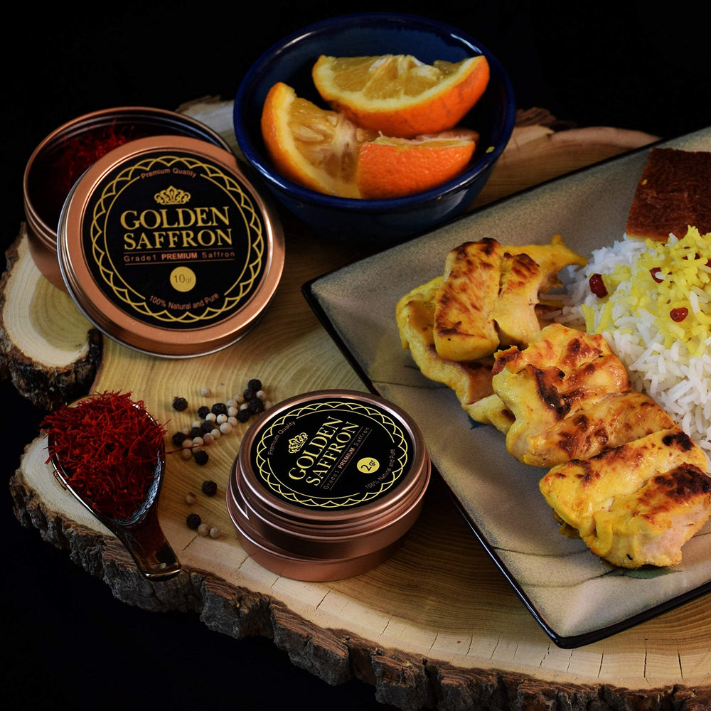 Golden Saffron tea infusion releasing aromatic notes.