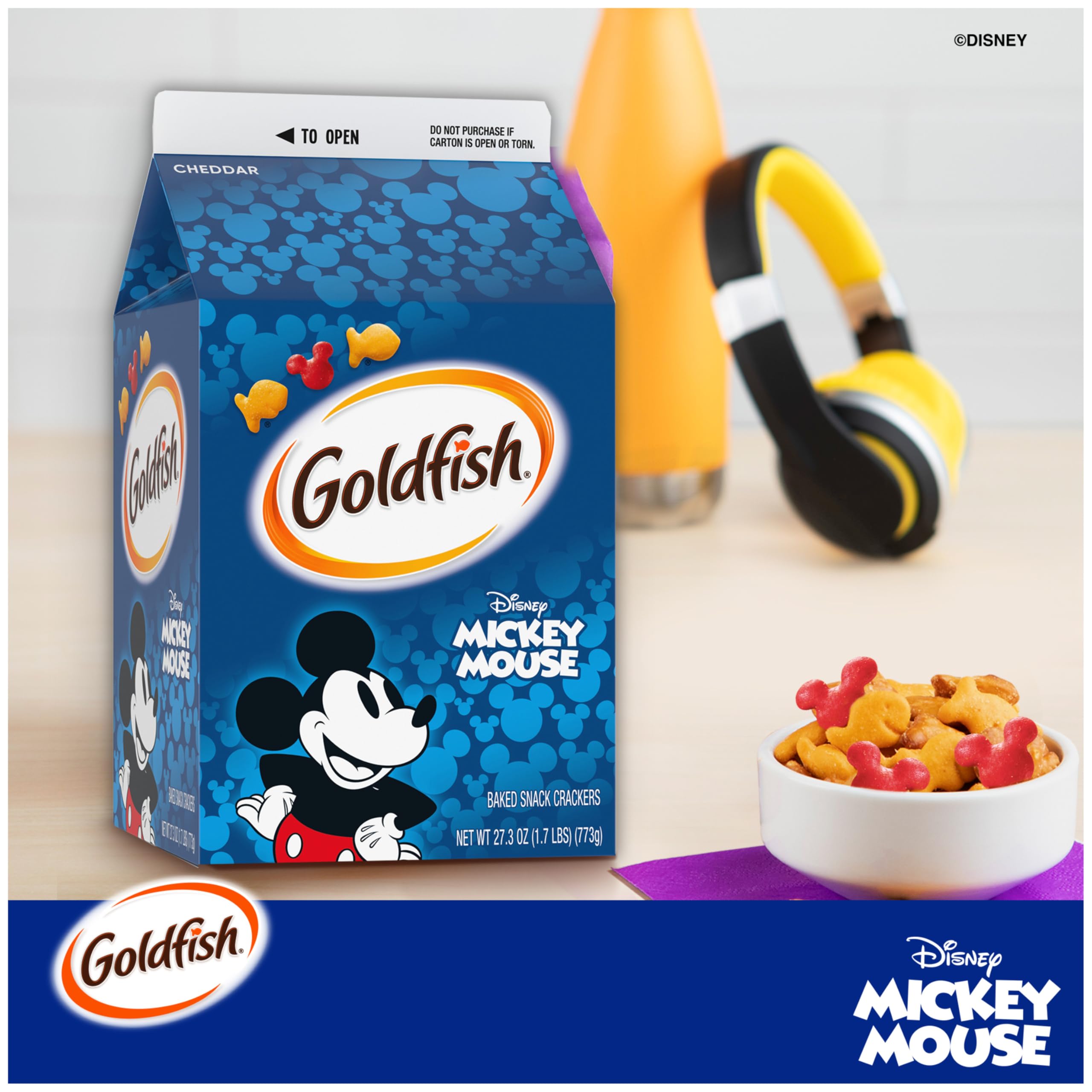 27.3-ounce Goldfish carton packaging designed for family sharing