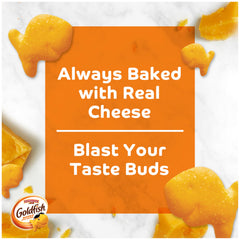 Goldfish Bold Mix Zesty Cheddar closeup highlighting tangy flavor