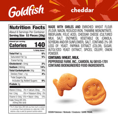 Goldfish Charmander edition open bag full of cheddar crackers for snacking