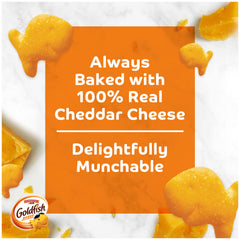 Goldfish crackers colors from plants packaging close-up.