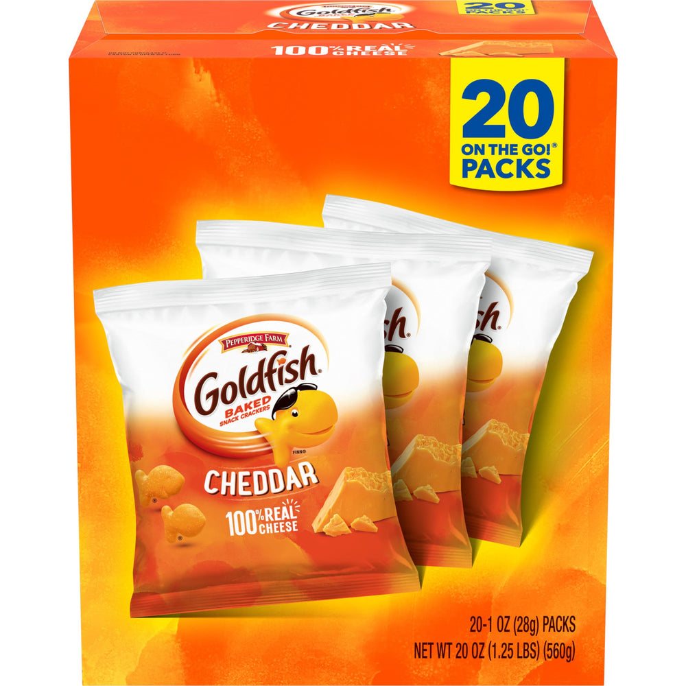 Goldfish Cheddar Crackers box for family snacking on the go.