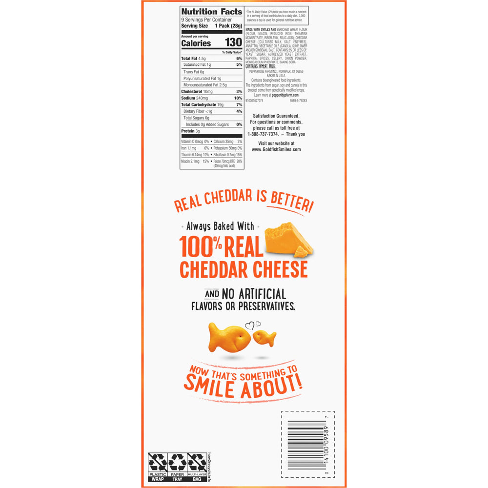 Goldfish Cheddar Crackers on-the-go backpack: easy to carry in bags.