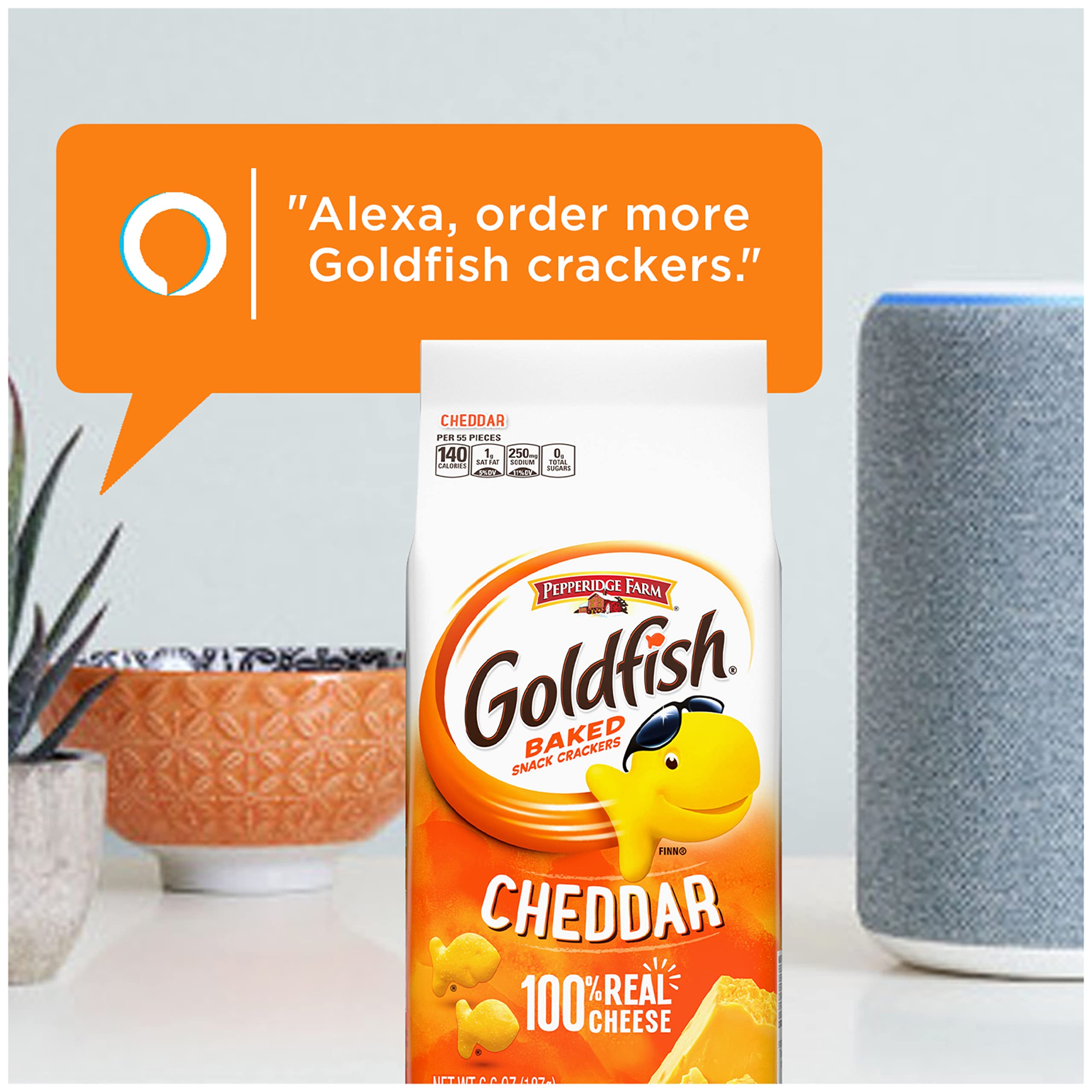 Goldfish Cheddar crackers sprinkled on greens or salad for crunch.