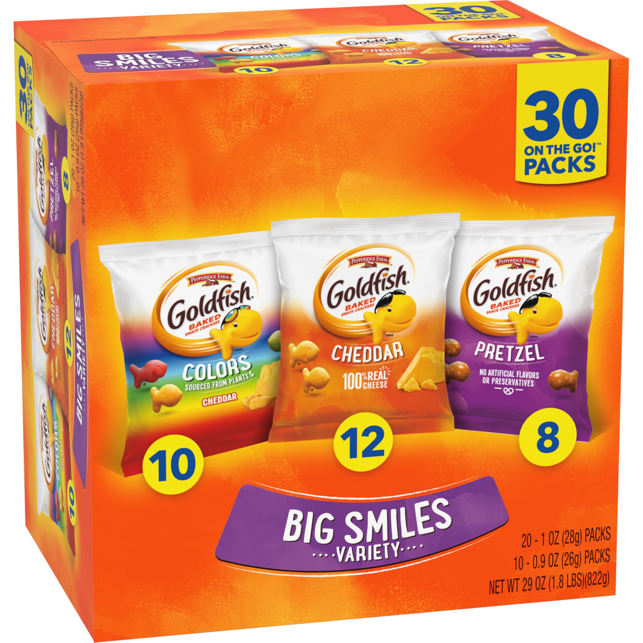 Goldfish Colors Cheddar close-up with vibrant colors and bite.