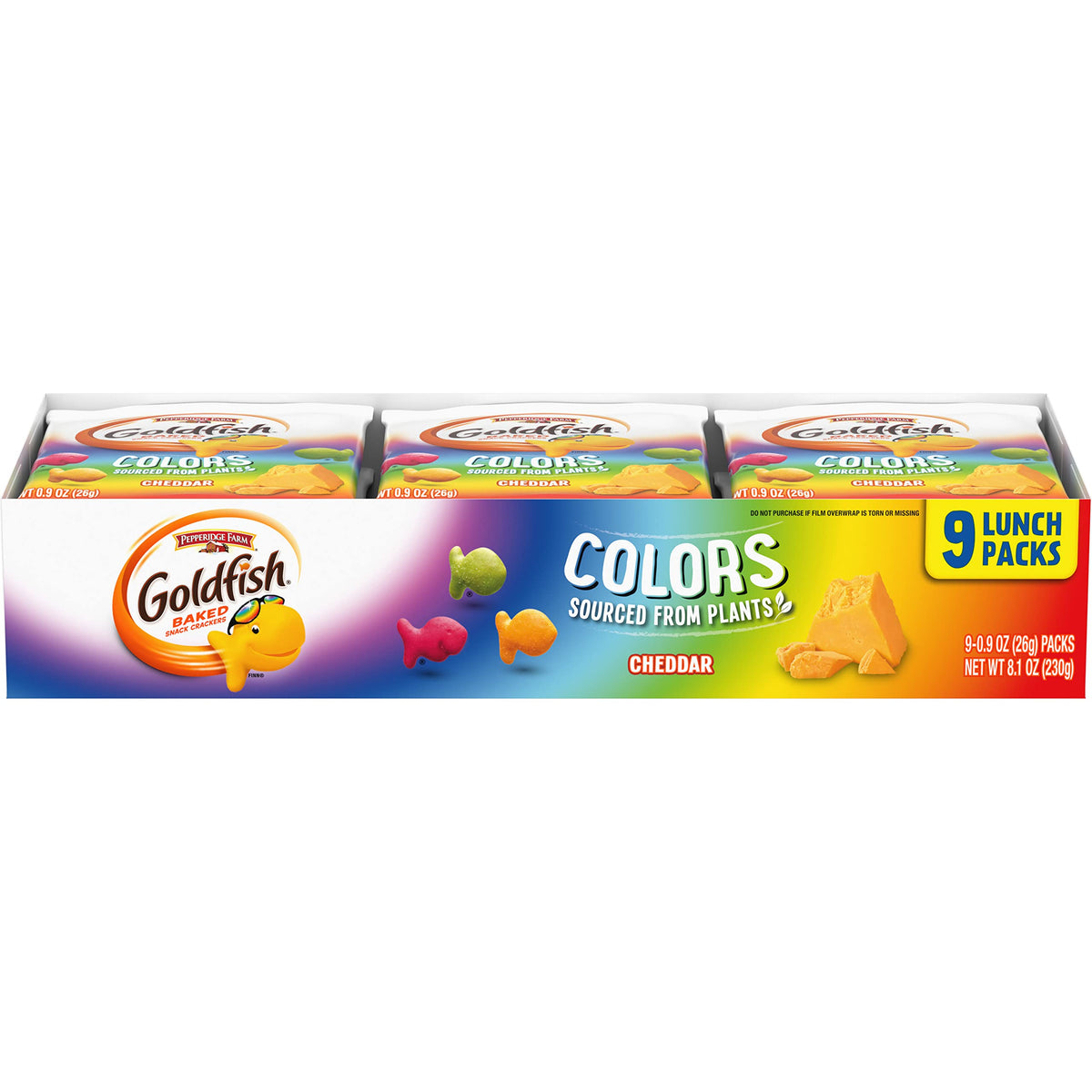 Goldfish Colors Cheddar crackers multi-pack tray for easy sharing