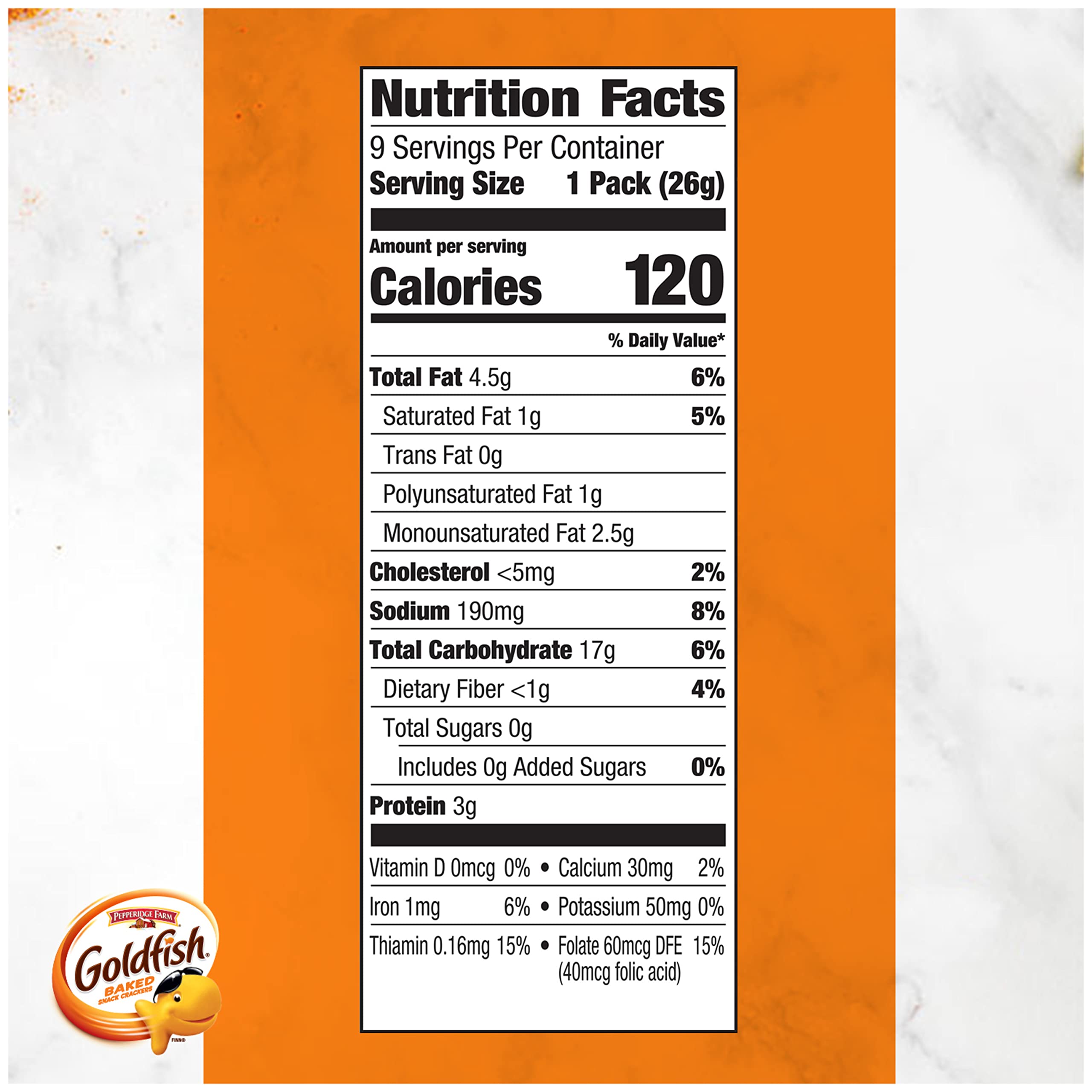 Goldfish Colors Cheddar crackers nine-pack display for on-the-go snacking