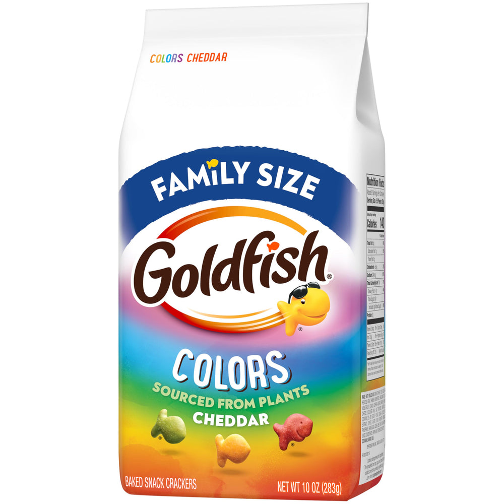 Goldfish Colors Cheddar Crackers baked with real cheese, tasty cheddar flavor.