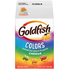 Goldfish Colors Cheddar Cheese Crackers serving bowl ready for family snack time