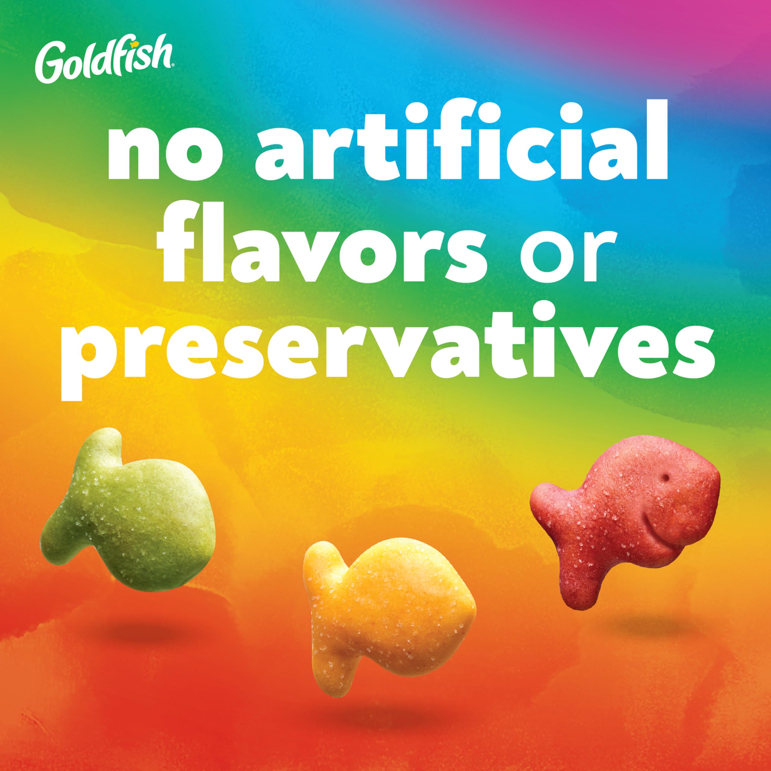 Goldfish nutrition label detail showing ingredients and benefits