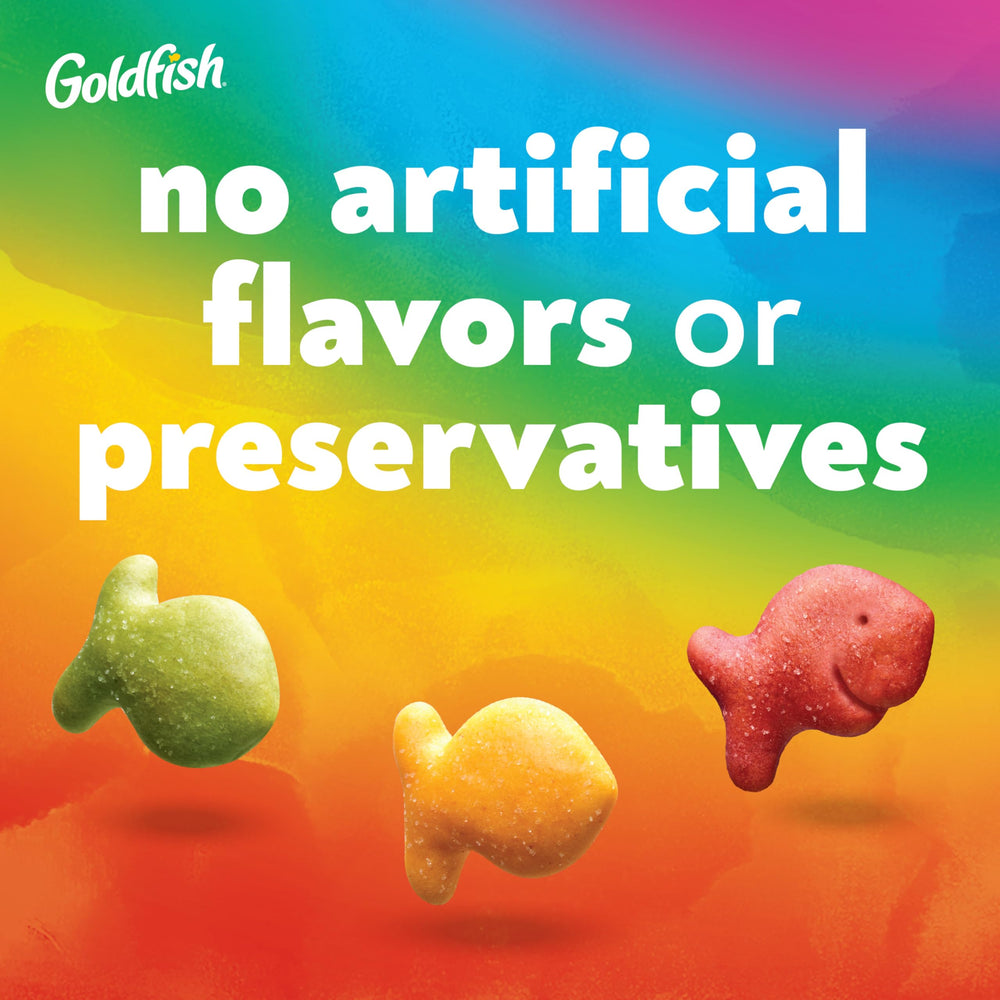 Goldfish nutrition label detail showing ingredients and benefits