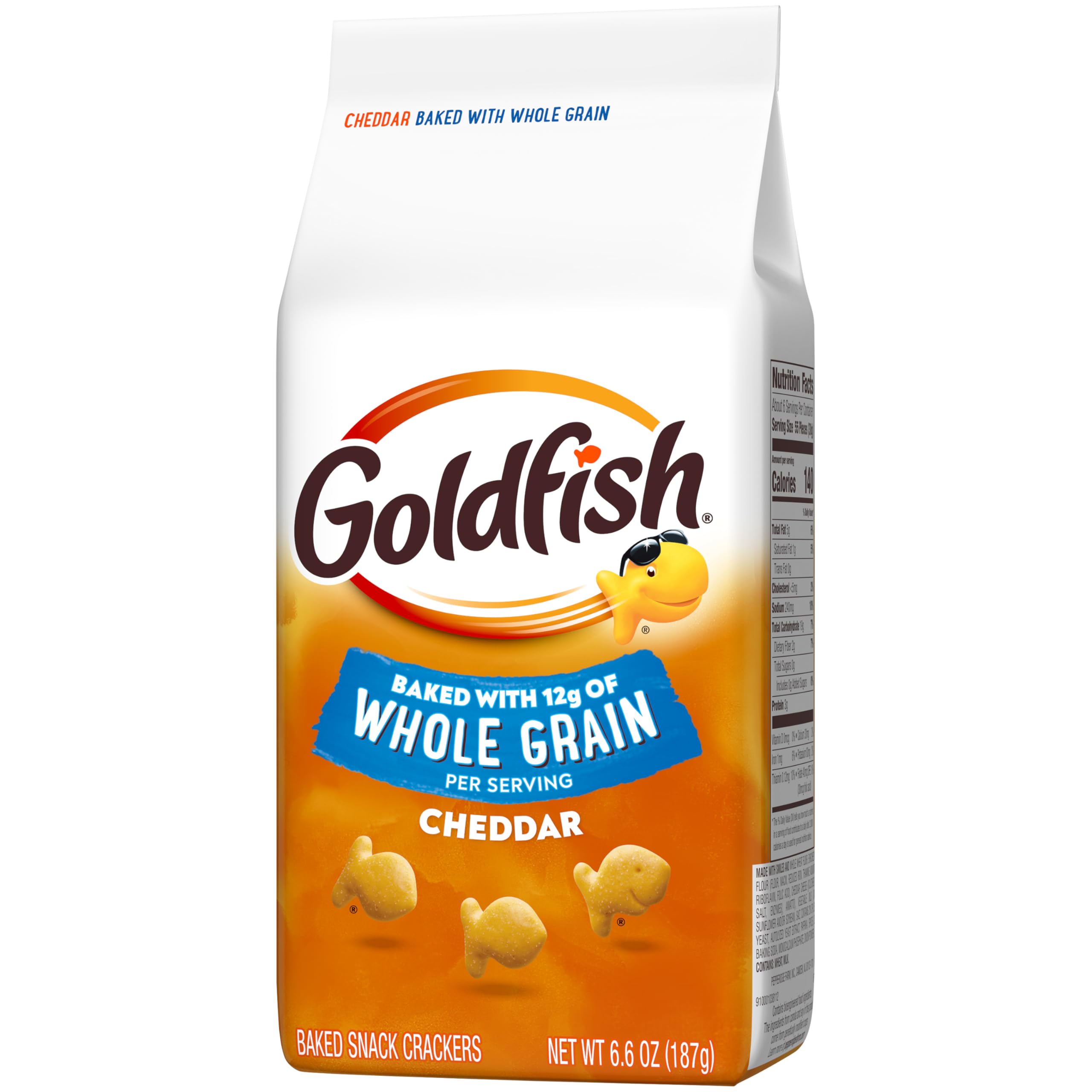 Goldfish crackers top view on kitchen counter