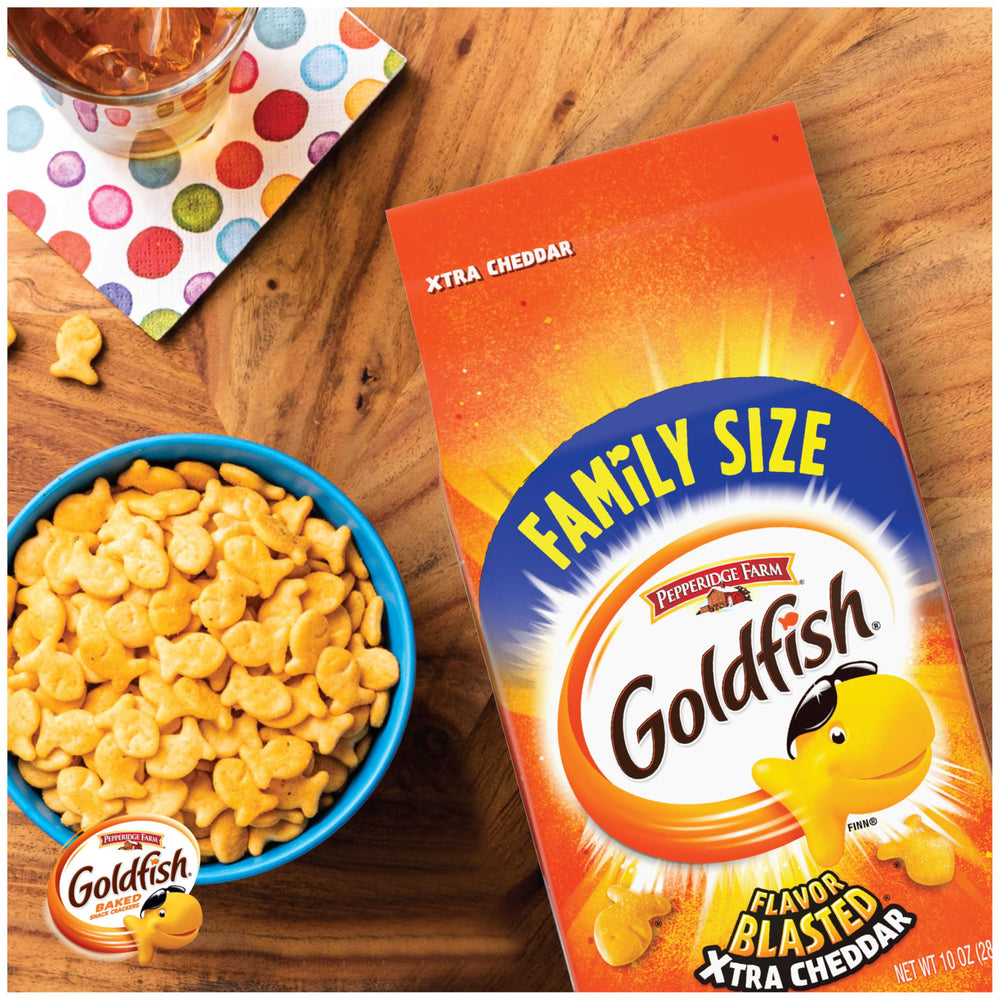 Goldfish crackers sprinkled into soup or salad for extra crunch