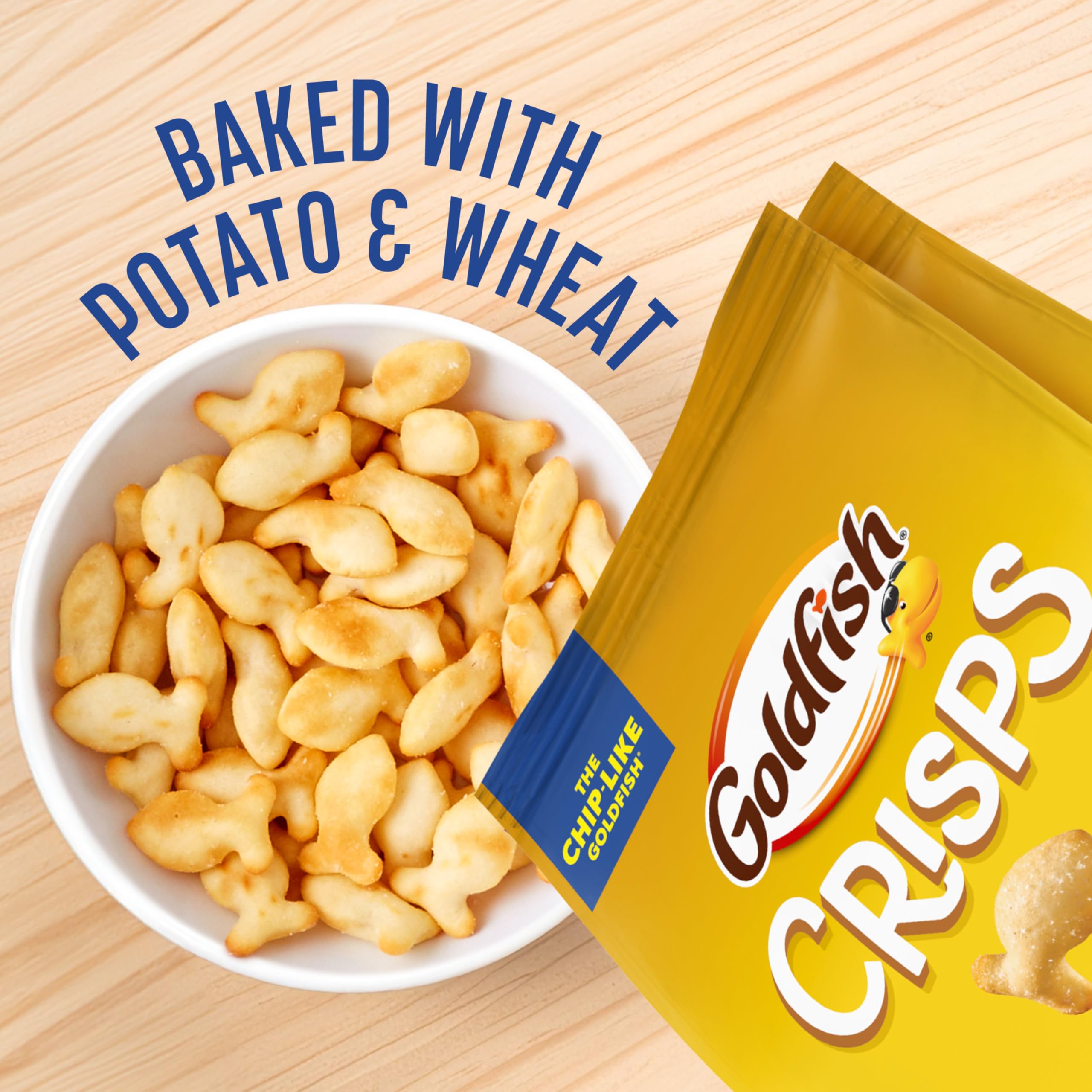 Goldfish ingredient focus with potato and wheat for baked texture benefits
