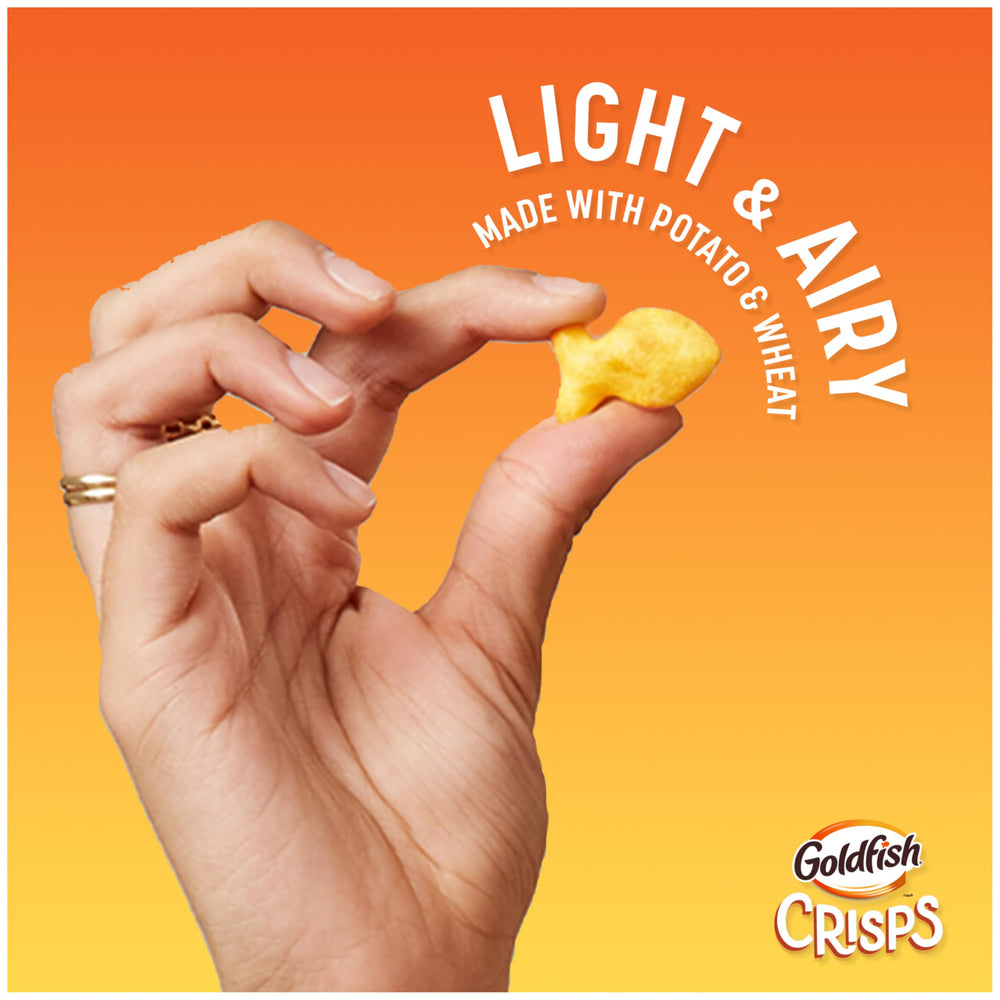 Goldfish Crisps salt and vinegar crisp close-up, bold flavor