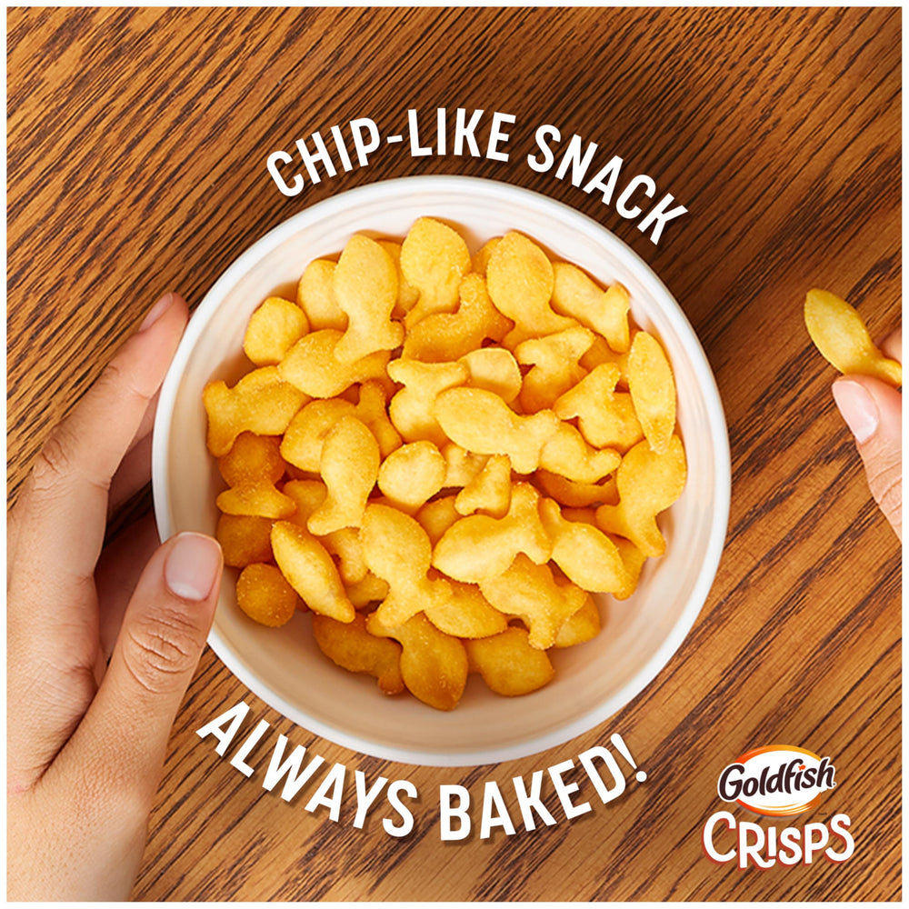 Goldfish Crisps sour cream and onion crisp close-up, showcasing crunch